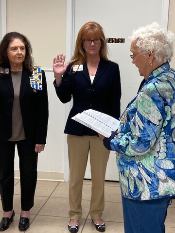 New DAR officers, from left, Barbara Gillies and Jenniffer Hudson Connors with installing officer Lucille Gilbreath.